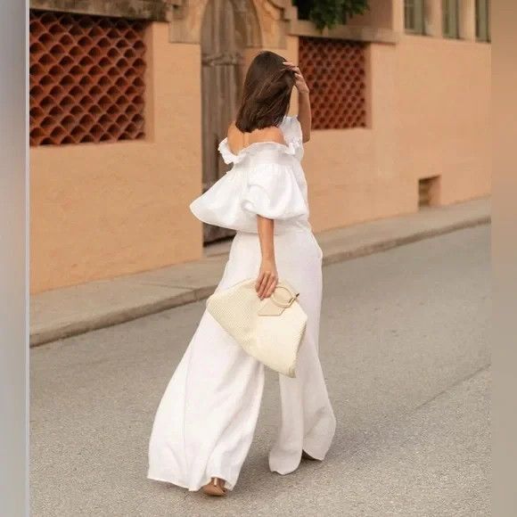 Banana Republic Lina Linen High Rise Pants Super Wide Flood Legs White - Picture 7 of 16